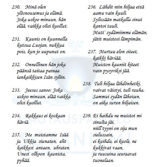 Värssyt 230 - 239