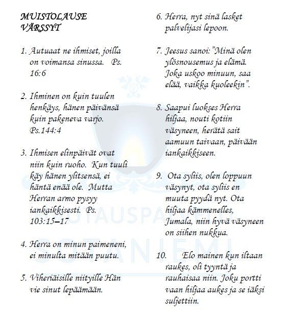 Värssyt 1 - 10